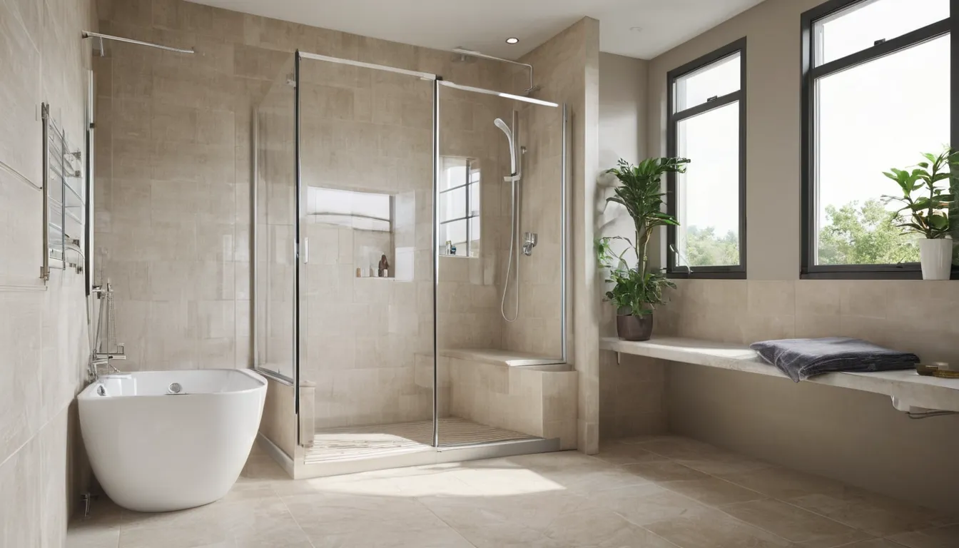 Homeowner stepping into a bright, accessible walk-in shower in a Joliet home